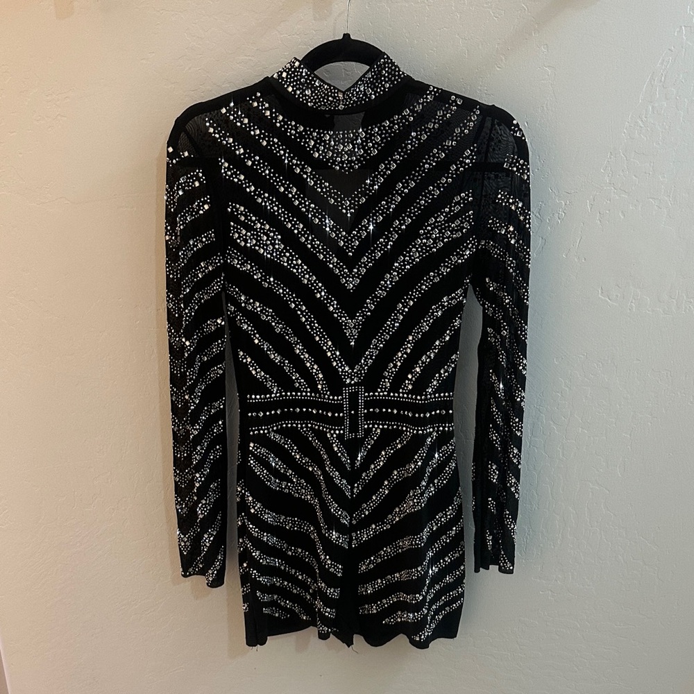 Elegant Black and Silver Embellished Romper